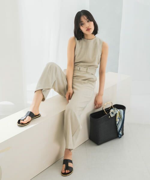 セール】 ベルト付サマーツイードオールインワン （サロペット  