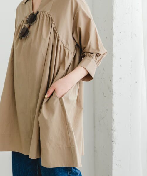 F by ROSSOイージーケアボリュームチュニック　新品 セール】F by ROSSO ボリュームシャツチュニック（チュニック