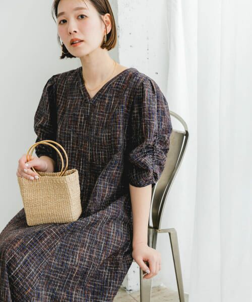 セール】 F by ROSSO チェックパフスリーブワンピース （ワンピース