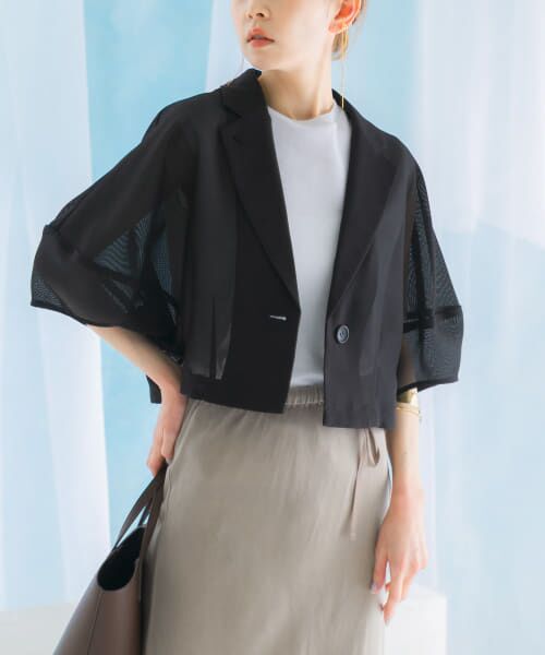 ＊＊URBAN RESEARCH ROSSO / アーバンリサーチ ロッソ その他アウター | 『InRed6月号掲載』ウォッシャブルメッシュジャケット（BLACK）