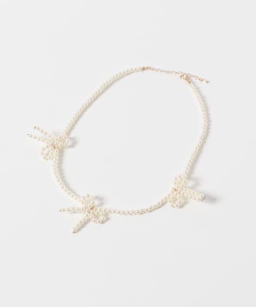 ＊＊URBAN RESEARCH ROSSO / アーバンリサーチ ロッソ ネックレス・ペンダント・チョーカー | リボンパールショートネックレス（WHITE）