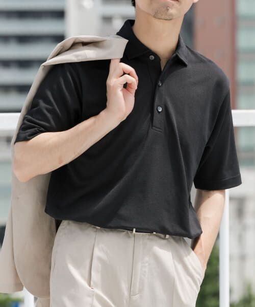 ＊＊URBAN RESEARCH ROSSO / アーバンリサーチ ロッソ ポロシャツ | 『WEB限定』『XLサイズあり』 リネン混カノコポロシャツ（BLACK）