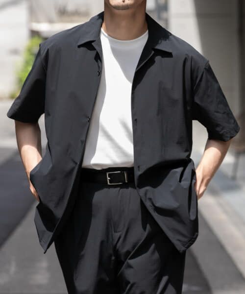 ＊＊URBAN RESEARCH ROSSO / アーバンリサーチ ロッソ シャツ・ブラウス | 『セットアップ対応』『XLサイズあり』クールキープショートスリーブシャツ（BLACK）