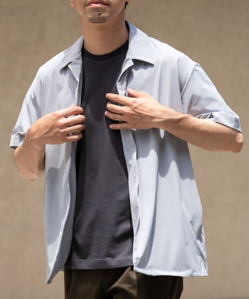 ＊＊URBAN RESEARCH ROSSO / アーバンリサーチ ロッソ シャツ・ブラウス | 『セットアップ対応』『XLサイズあり』クールキープショートスリーブシャツ（LIGHT GRAY）