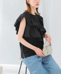 プリーツフリルデザインプルオーバー