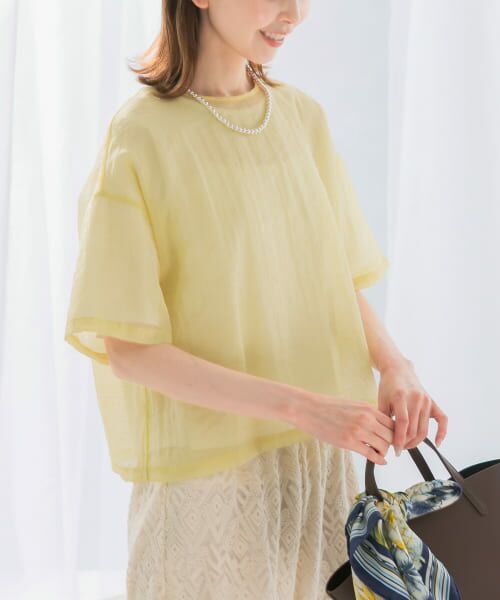 ＊＊URBAN RESEARCH ROSSO / アーバンリサーチ ロッソ Tシャツ | シアーレイヤードTシャツ（LIME）