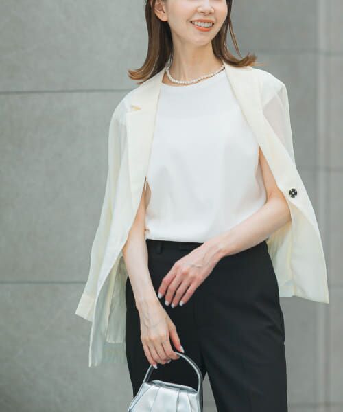 ＊＊URBAN RESEARCH ROSSO / アーバンリサーチ ロッソ Tシャツ | 汗染防止フレンチリブTシャツ（OFF WHITE）