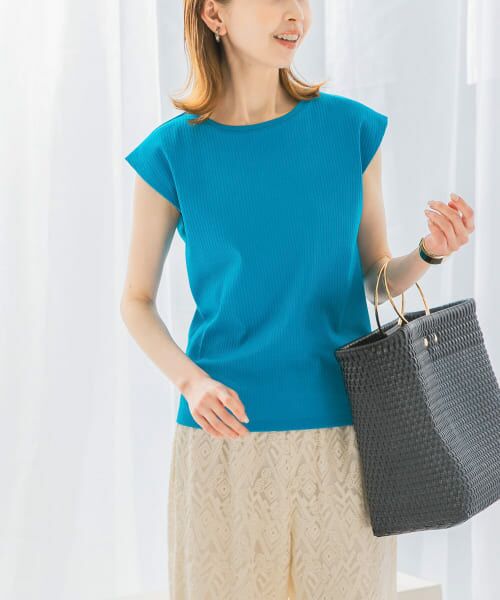 ＊＊URBAN RESEARCH ROSSO / アーバンリサーチ ロッソ Tシャツ | 汗染防止フレンチリブTシャツ（TURQUOISE）