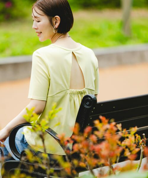 ＊＊URBAN RESEARCH ROSSO / アーバンリサーチ ロッソ Tシャツ | 『UR TECH』F by ROSSO　UVCUTバックオープンフレアTシャツ（YELLOW）