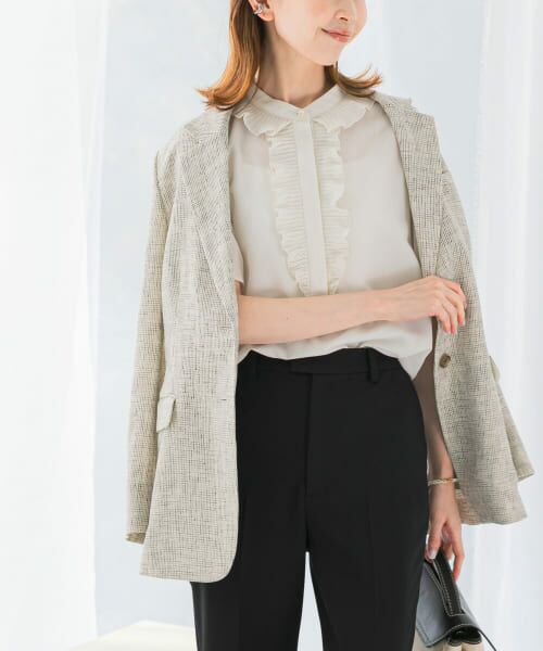 ＊＊URBAN RESEARCH ROSSO / アーバンリサーチ ロッソ シャツ・ブラウス | フリルデザイン5分袖シャツブラウス（WHITE）