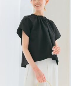 シアサッカーショートギャザーブラウス