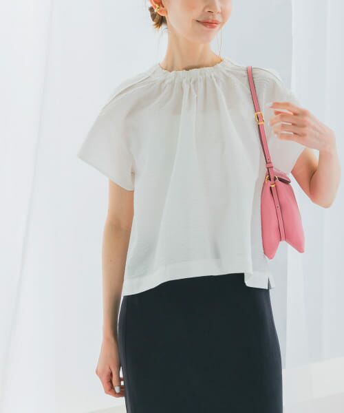 ＊＊URBAN RESEARCH ROSSO / アーバンリサーチ ロッソ シャツ・ブラウス | シアサッカーショートギャザーブラウス（WHITE）