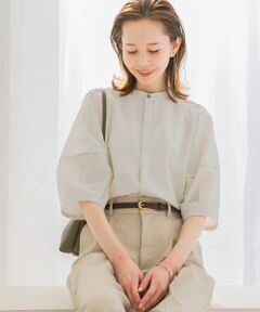 UVカットウォッシャブルリネン混シャツブラウス