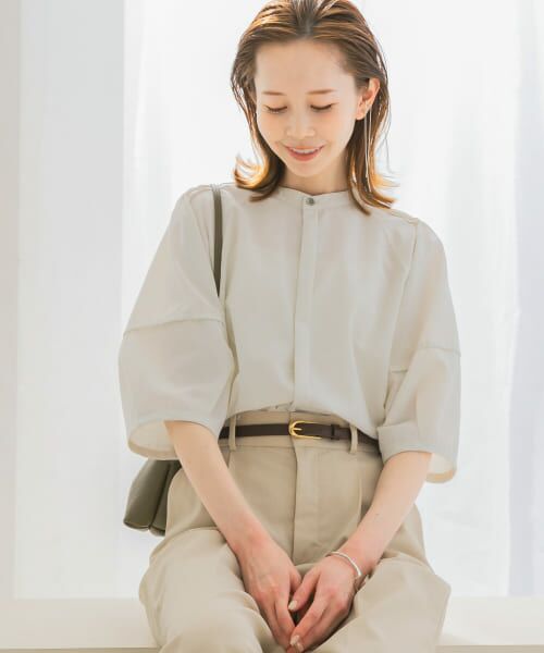 ＊＊URBAN RESEARCH ROSSO / アーバンリサーチ ロッソ シャツ・ブラウス | UVカットウォッシャブルリネン混シャツブラウス（OFF WHITE）