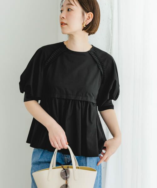 ＊＊URBAN RESEARCH ROSSO / アーバンリサーチ ロッソ シャツ・ブラウス | F by ROSSO　プリーツデザインブラウス（BLACK）