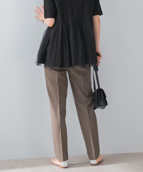 【la.f...】HAUTEC✴︎センタープレスフルレングスパンツ✴︎黒✴︎試着のみ カタログ掲載】ピクシエスタワイドパンツ≪洗濯機で洗える