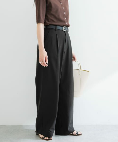 ＊＊URBAN RESEARCH ROSSO / アーバンリサーチ ロッソ その他パンツ | 『UR TECH DRYLUXE』F by ROSSO　タックワイドパンツ（BLACK）