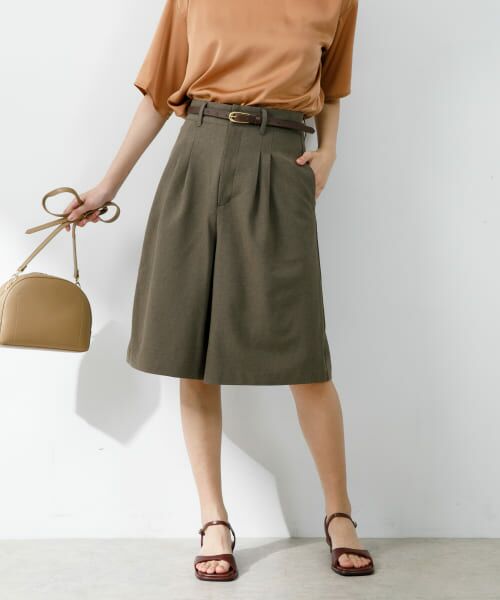 ＊＊URBAN RESEARCH ROSSO / アーバンリサーチ ロッソ ショート・ハーフ・半端丈パンツ | 『UR TECH DRYLUXE』F by ROSSO　タックハーフパンツ（MOCHA）