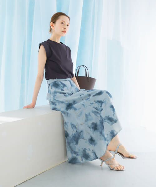 ＊＊URBAN RESEARCH ROSSO / アーバンリサーチ ロッソ スカート | 前後2WAYマーブルプリントフレアスカート（BLUE）