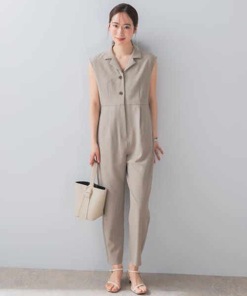 ＊＊URBAN RESEARCH ROSSO / アーバンリサーチ ロッソ サロペット・オールインワン | 『UR TECH DRYLUXE』F by ROSSO　オープンカラーオールインワン（BEIGE）