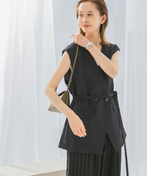 ＊＊URBAN RESEARCH ROSSO / アーバンリサーチ ロッソ ベスト | 接触冷感リネン混ジレ（CHARCOAL）