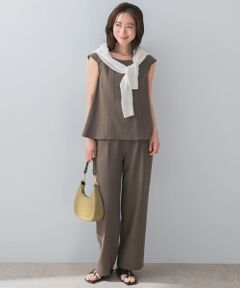 『UR TECH DRYLUXE』F by ROSSO　フレンチブラウス+ワイドパンツ