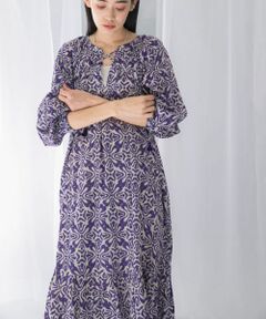 sara mallika　COTTON LUREX RIPPLE PRINT DRESS