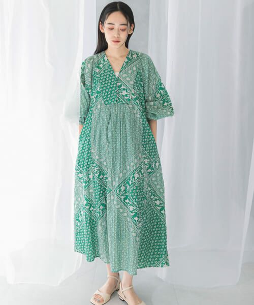 セール】 sara mallika COTTON LUREX SCARF PRINT DRESS