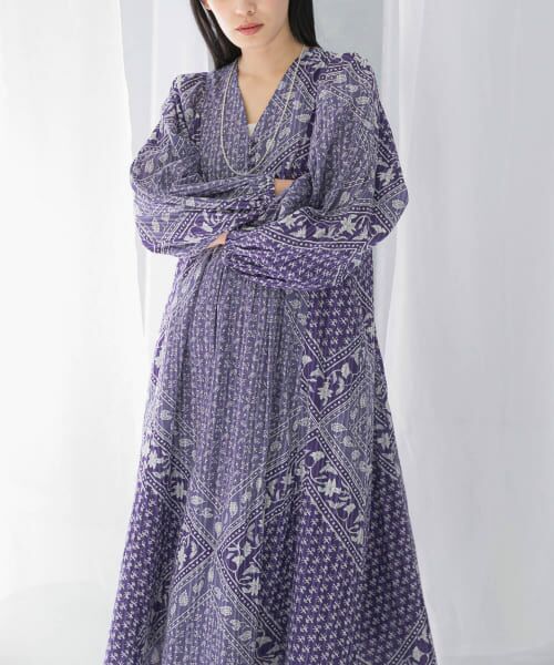 セール】 sara mallika COTTON LUREX SCARF PRINT DRESS