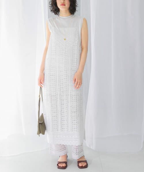 セール】 sara mallika COTTON BORDER LACE CAMI DRESS