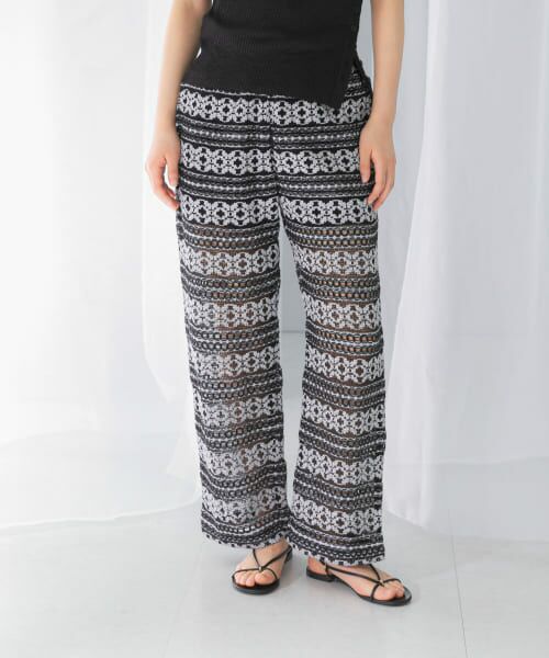 ＊＊URBAN RESEARCH ROSSO / アーバンリサーチ ロッソ その他パンツ | sara mallika　COTTON BORDER LACE PANTS（BLACK）