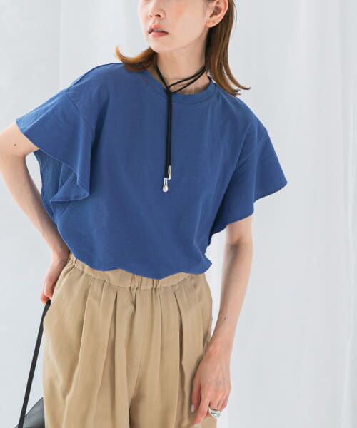 ＊＊URBAN RESEARCH ROSSO / アーバンリサーチ ロッソ Tシャツ | UVカットフレアスリーブカットソー（blue）