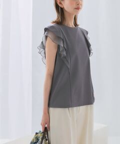 シアードッキングフリルスリーブTシャツ