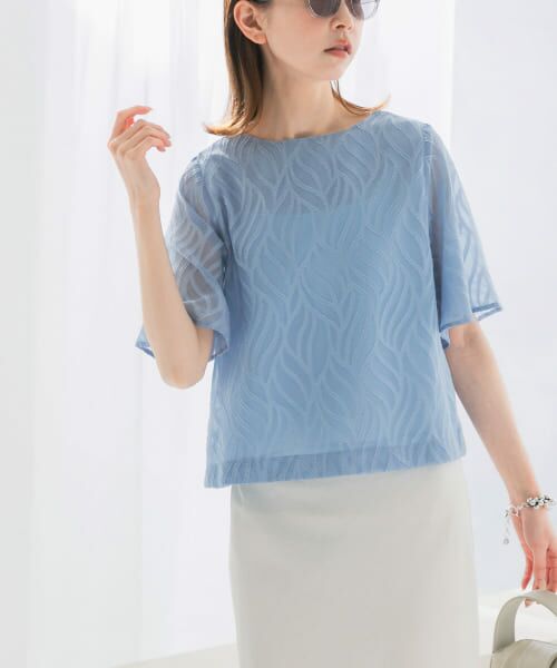 ＊＊URBAN RESEARCH ROSSO / アーバンリサーチ ロッソ シャツ・ブラウス | セミシアーカットジャガードブラウス（BLUE）