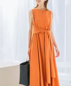 リネン混リボンドレス