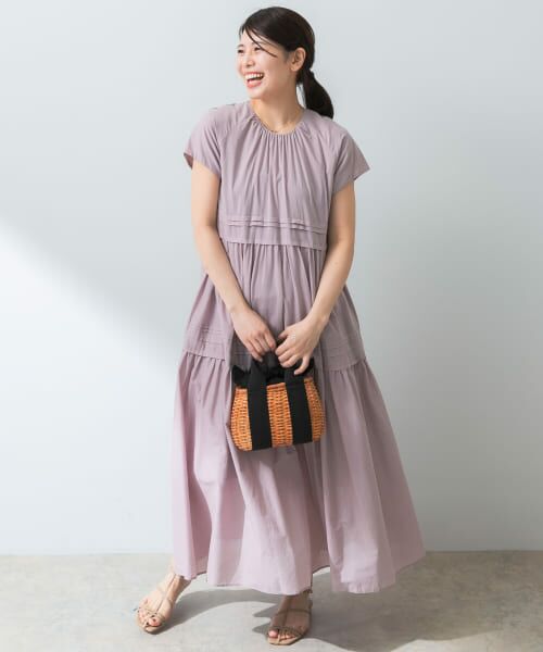 セール】 F by ROSSO コットンボイルタックティアードワンピース