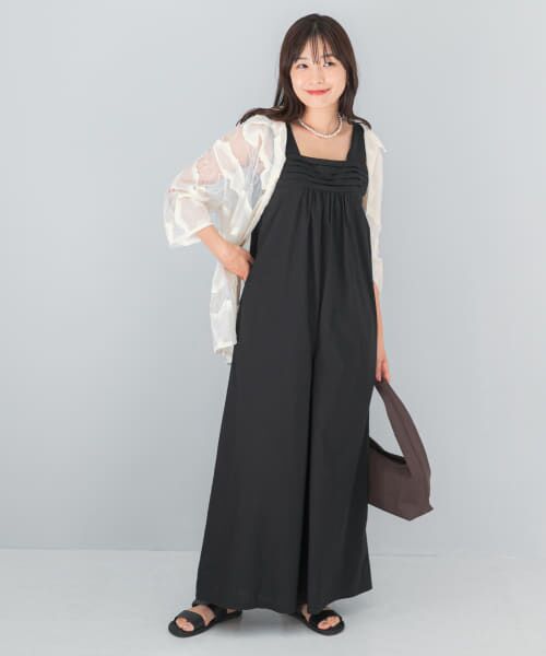 ＊＊URBAN RESEARCH ROSSO / アーバンリサーチ ロッソ サロペット・オールインワン | F by ROSSO　コットンボリュームオールインワン（BLACK）