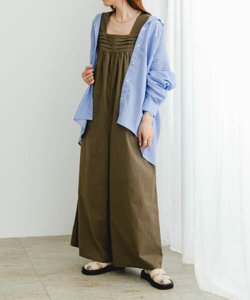 ＊＊URBAN RESEARCH ROSSO / アーバンリサーチ ロッソ サロペット・オールインワン | F by ROSSO　コットンボリュームオールインワン（KHAKI BRN）