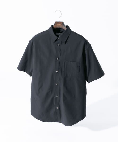 ＊＊URBAN RESEARCH ROSSO / アーバンリサーチ ロッソ シャツ・ブラウス | 『XLサイズあり』マイクロサッカーレギュラーカラー半袖シャツ（BLACK）