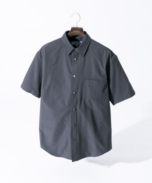 ＊＊URBAN RESEARCH ROSSO / アーバンリサーチ ロッソ シャツ・ブラウス | 『XLサイズあり』マイクロサッカーレギュラーカラー半袖シャツ（CHARCOAL）