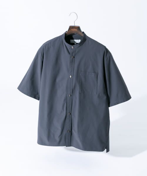 ＊＊URBAN RESEARCH ROSSO / アーバンリサーチ ロッソ シャツ・ブラウス | 『XLサイズあり』マイクロサッカーバンドカラー半袖シャツ（CHARCOAL）