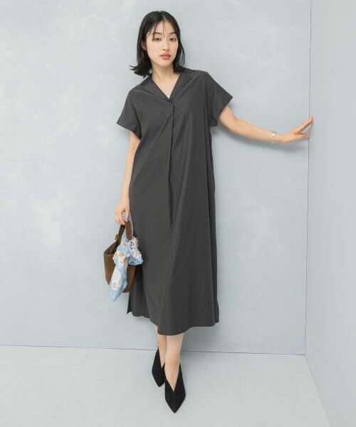 オープンカラーベルト付ワンピース (ワンピース)|**URBAN オープンカラーベルト付ワンピース (ワンピース)|**URBAN