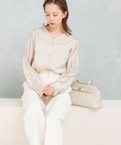 ＊＊URBAN RESEARCH ROSSO / アーバンリサーチ ロッソ シャツ・ブラウス | ボタンデザインサテンVネックブラウス