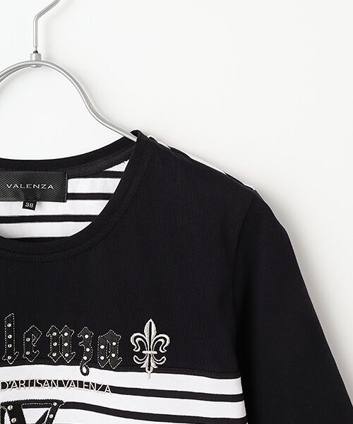 VALENZA / バレンザ カットソー | 【日本製】ボーダー切替　5分袖カットソー | 詳細2