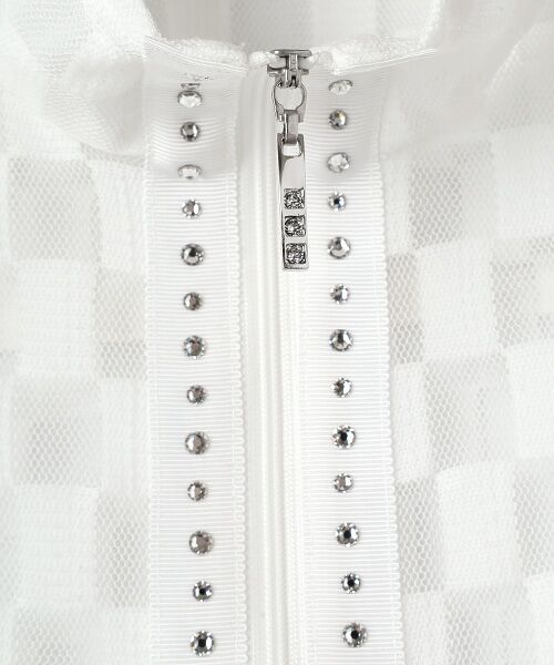 VALENZA / バレンザ ブルゾン | チュール素材×ブロックチェック　フルジップジャケット | 詳細3