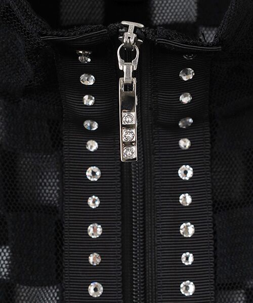 VALENZA / バレンザ ブルゾン | チュール素材×ブロックチェック　フルジップジャケット | 詳細9