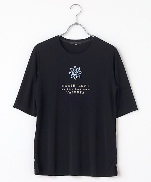 nako ohno フラワーモチーフ付きカットソー セール】 ラインストーンフラワーモチーフ 5分袖 カットソー