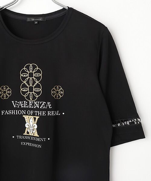 VALENZA / バレンザ カットソー | 【はしごレース】花文様プリント　カットソー | 詳細3