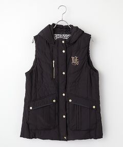 バレンザ.ダウンベスト wnc バレンザ VALENZA ダウンベスト 44 黒 フェザー混 ビジュー