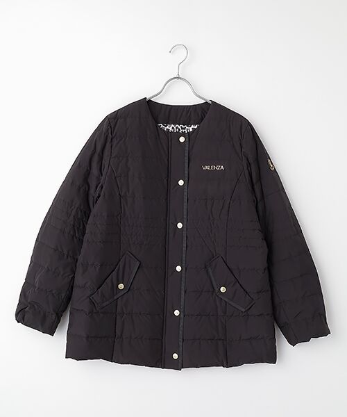 VALENZA/バレンザ ノーカラー ダウンジャケット ブラック 44